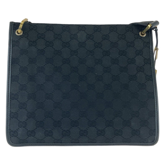 GUCCI Shoulder Bag 91762 GG canvas, leather Black Gold Metal Crossbody Shoulder Bag Pochette mens Used Authentic
