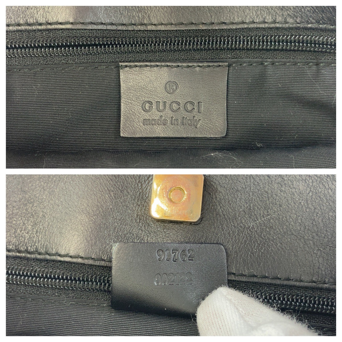 GUCCI Shoulder Bag 91762 GG canvas, leather Black Gold Metal Crossbody Shoulder Bag Pochette mens Used Authentic