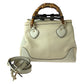 GUCCI Shoulder Bag 308360 leather Ivory Brown Gold Metal Shoulder Bag handbag Bamboo Women Used Authentic