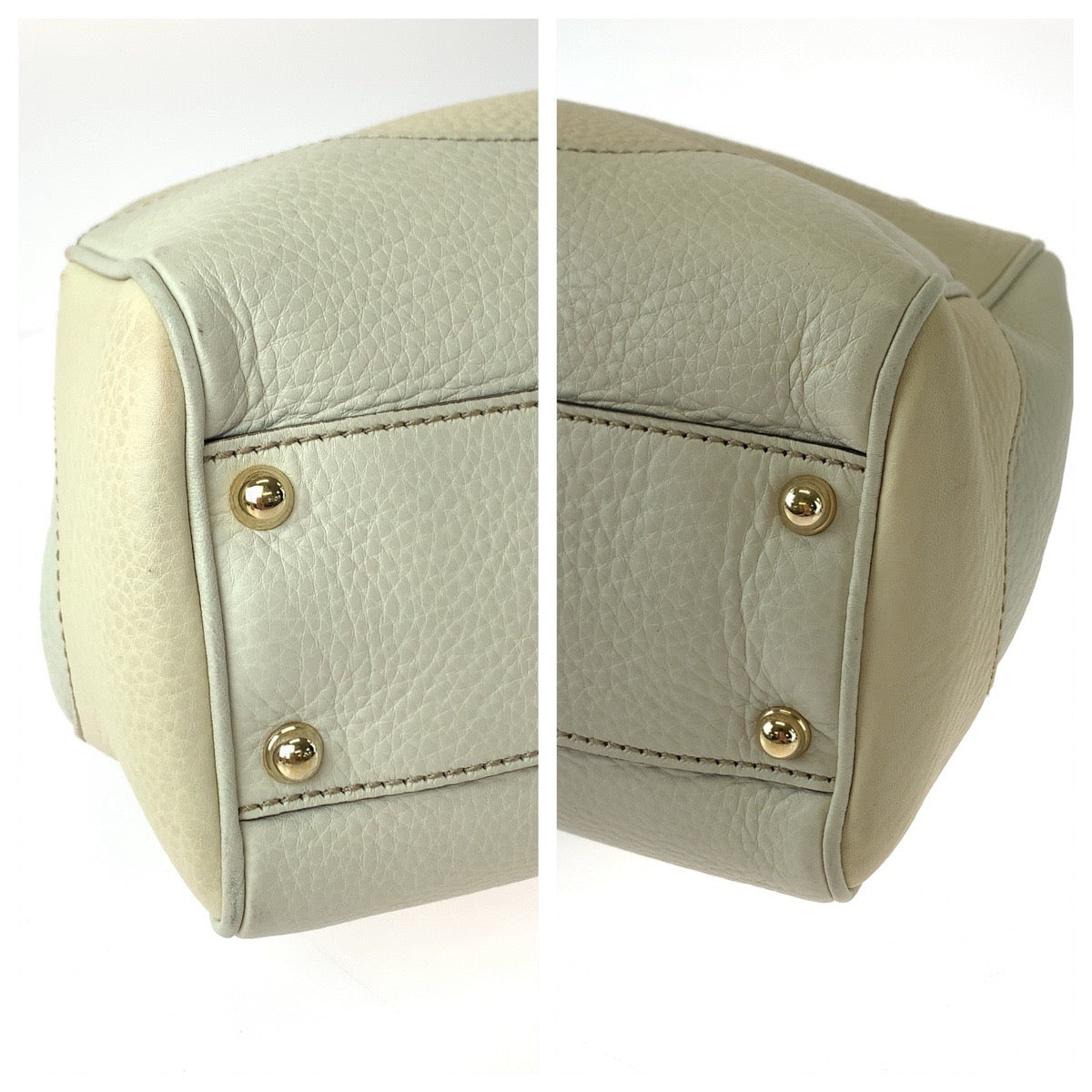 GUCCI Shoulder Bag 308360 leather Ivory Brown Gold Metal Shoulder Bag handbag Bamboo Women Used Authentic