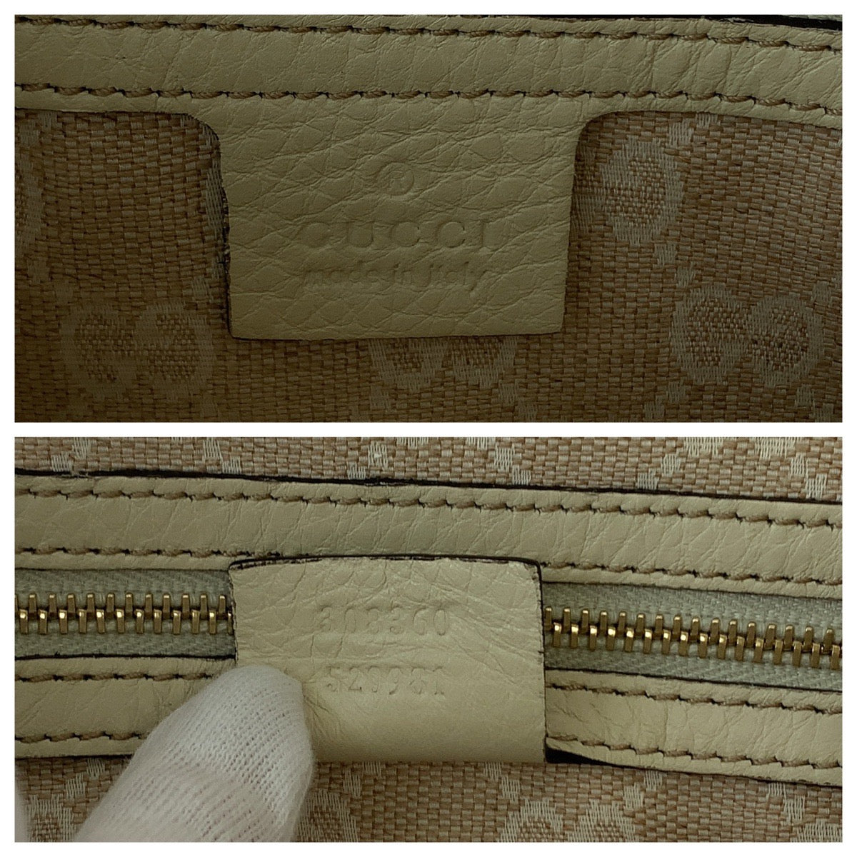 GUCCI Shoulder Bag 308360 leather Ivory Brown Gold Metal Shoulder Bag handbag Bamboo Women Used Authentic