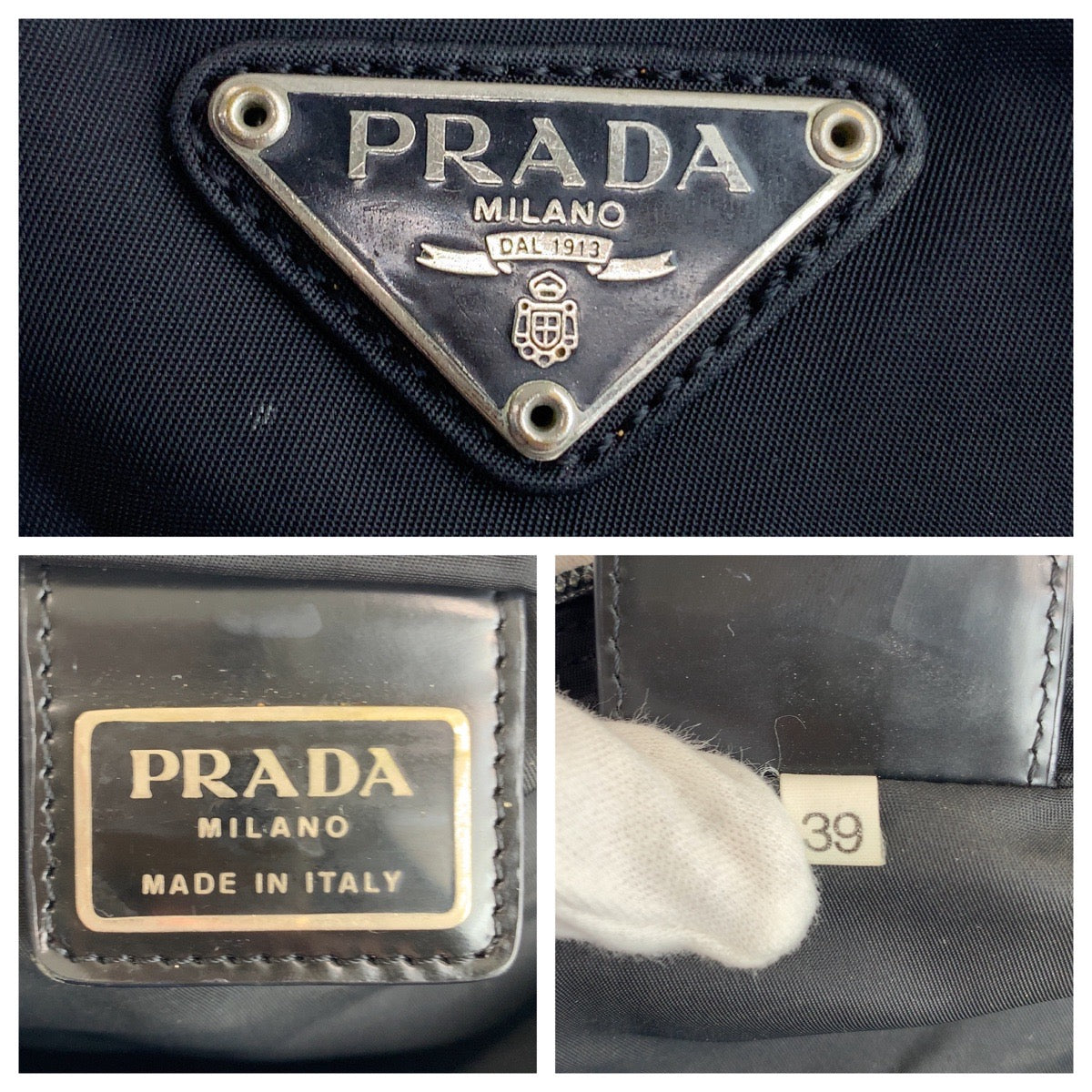 PRADA Shoulder Bag Nylon Black Silver Metal Crossbody Shoulder Bag Messenger Bag Test Triangle With logo mens Used Authentic