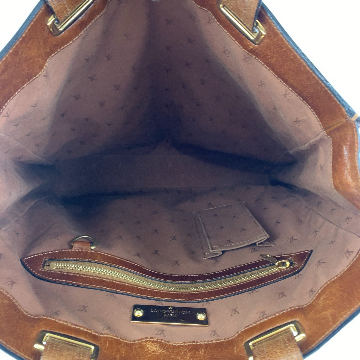 LOUIS VUITTON Tote Bag M95361 leather Brown Gold Metal Tote Bag handbag Cuir Soana Sac Plat Women Used Authentic