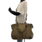 GUCCI Tote Bag 285730 GG canvas Brown Gold Metal Tote Bag Shoulder Bag Handbag Sukey Women Used Authentic