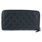 CHANEL Long Wallet Purse lambskin Black SilverMetal Long Wallet Purse Zip Around Matrasse COCO Mark Women Used Authentic