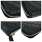 CHANEL Long Wallet Purse lambskin Black SilverMetal Long Wallet Purse Zip Around Matrasse COCO Mark Women Used Authentic
