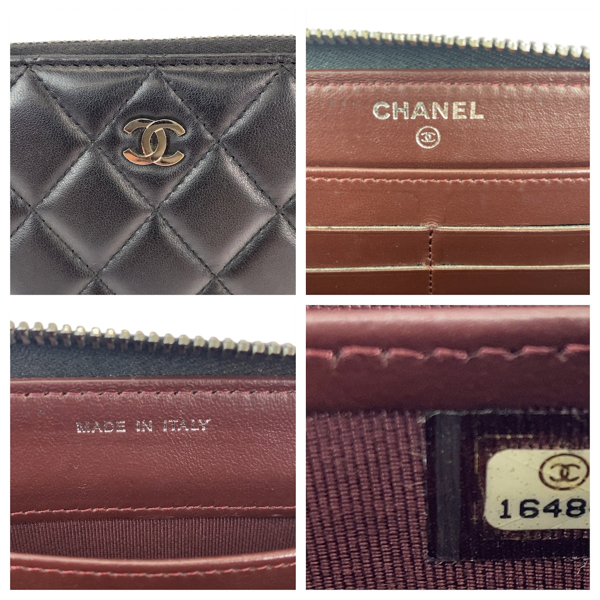 CHANEL Long Wallet Purse lambskin Black SilverMetal Long Wallet Purse Zip Around Matrasse COCO Mark Women Used Authentic