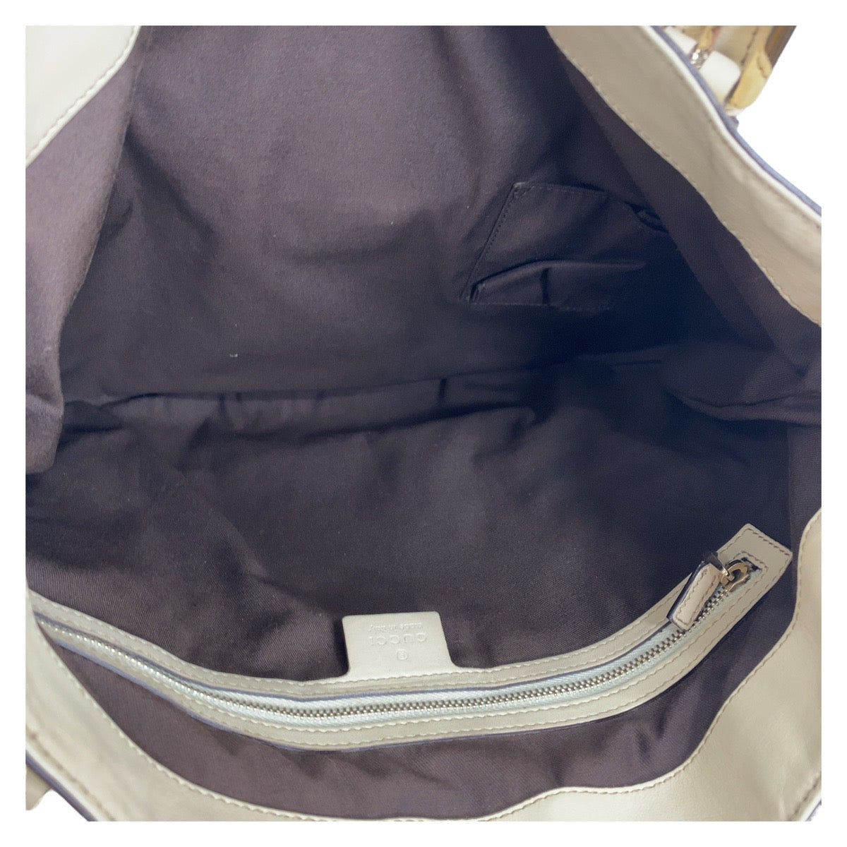 GUCCI Tote Bag 162336 leather White Beige Gold Metal Tote Bag Shoulder Bag Interlocking Newbrit Women Used Authentic