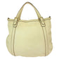 GUCCI Tote Bag 162336 leather White Beige Gold Metal Tote Bag Shoulder Bag Interlocking Newbrit Women Used Authentic