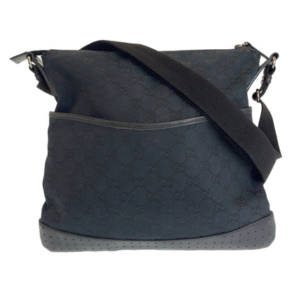GUCCI Shoulder Bag 145857 GG canvas, leather Black SilverMetal Shoulder Bag Pochette Unisex Women Used Authentic