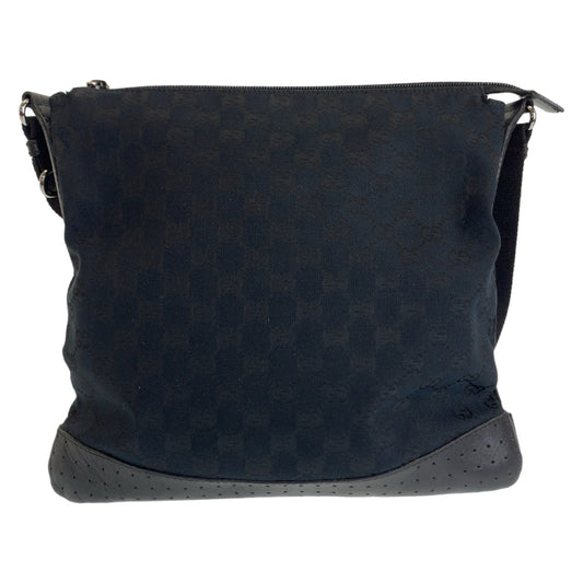 GUCCI Shoulder Bag 145857 GG canvas, leather Black SilverMetal Shoulder Bag Pochette Unisex Women Used Authentic