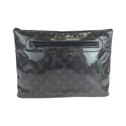 LOUIS VUITTON Clutch bag M63373 Patent leather Black SilverMetal Clutch bag business bag Monogram Eclipse pochette cosmos mens Used Authentic