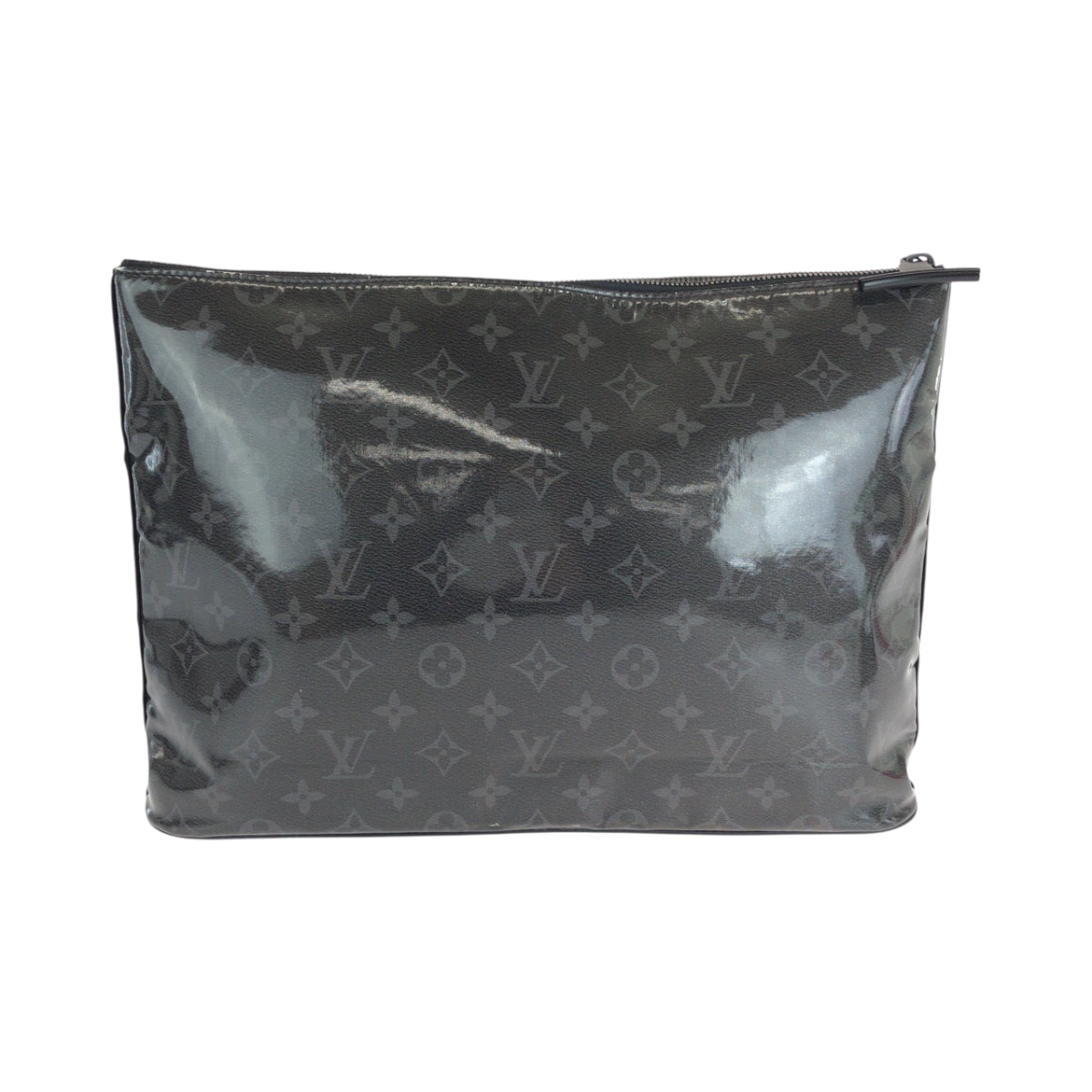 LOUIS VUITTON Clutch bag M63373 Patent leather Black SilverMetal Clutch bag business bag Monogram Eclipse pochette cosmos mens Used Authentic