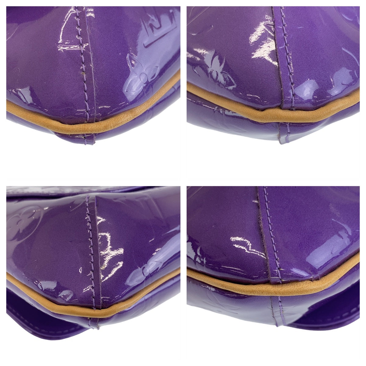 LOUIS VUITTON Shoulder Bag M91214 patent leather , leather Purple Gold Metal Shoulder Bag Vernis Thompson Street Women Used Authentic