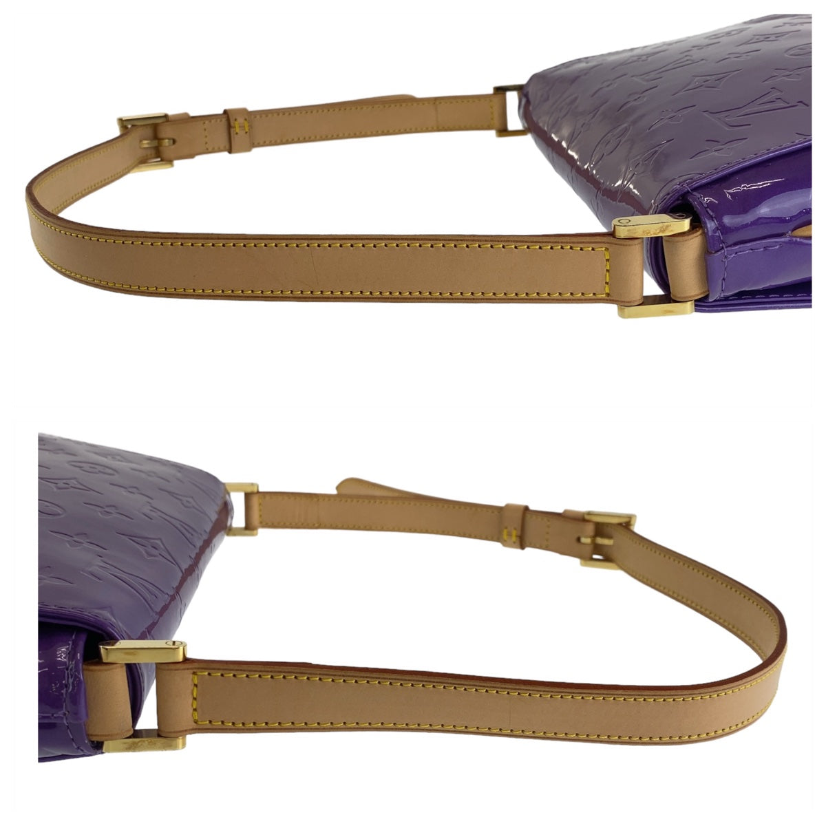 LOUIS VUITTON Shoulder Bag M91214 patent leather , leather Purple Gold Metal Shoulder Bag Vernis Thompson Street Women Used Authentic