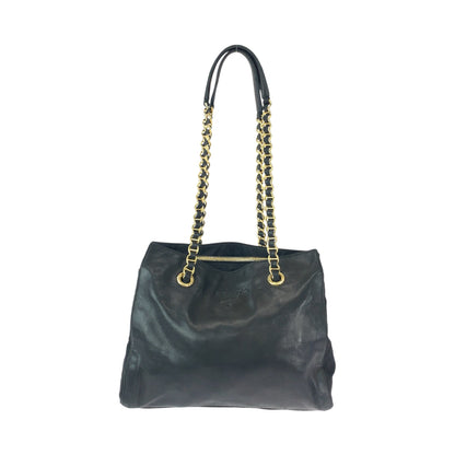 PRADA Tote Bag B4328 leather Black GoldMetal Tote Bag Shoulder Bag Logo embossed Women Used Authentic