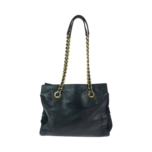 PRADA Tote Bag B4328 leather Black GoldMetal Tote Bag Shoulder Bag Logo embossed Women Used Authentic