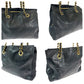 PRADA Tote Bag B4328 leather Black GoldMetal Tote Bag Shoulder Bag Logo embossed Women Used Authentic