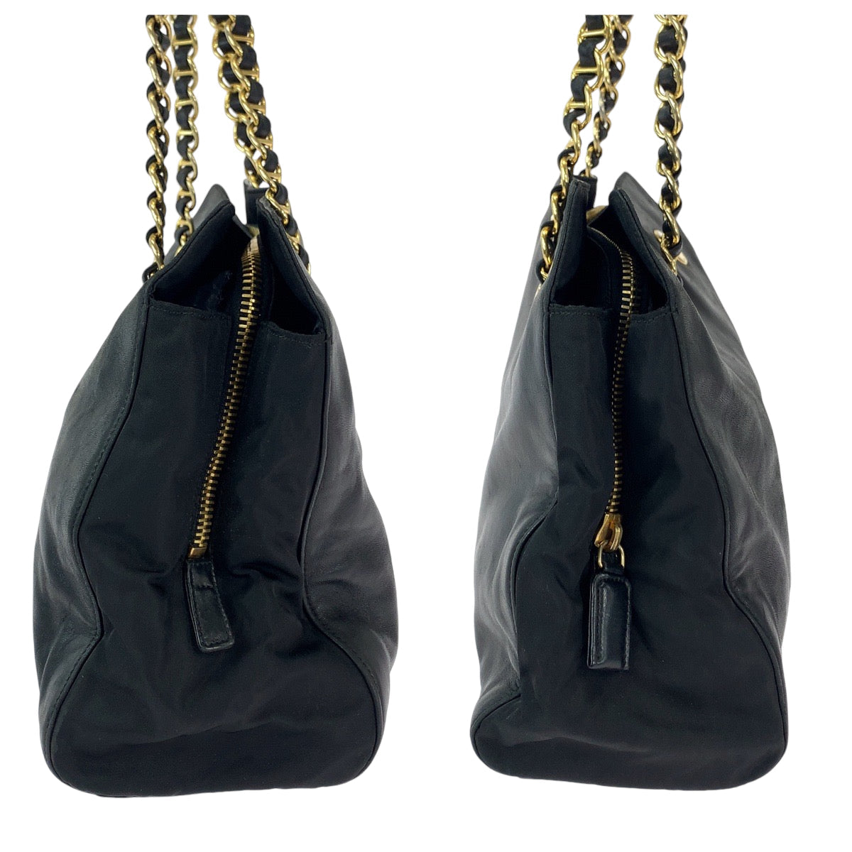 PRADA Tote Bag B4328 leather Black GoldMetal Tote Bag Shoulder Bag Logo embossed Women Used Authentic
