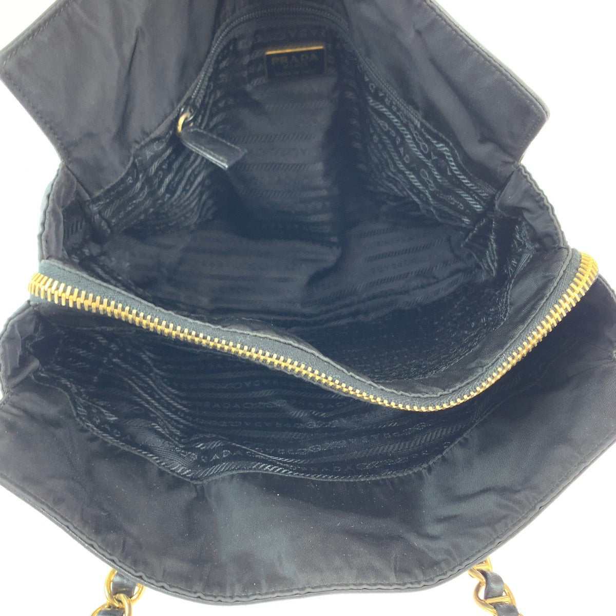 PRADA Tote Bag B4328 leather Black GoldMetal Tote Bag Shoulder Bag Logo embossed Women Used Authentic