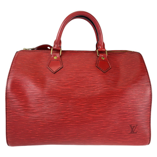 LOUIS VUITTON Handbag M43007 leather Castilian Red Gold Metal Handbags Mini Boston Duffel bag Epi Speedy 30 Women Used Authentic
