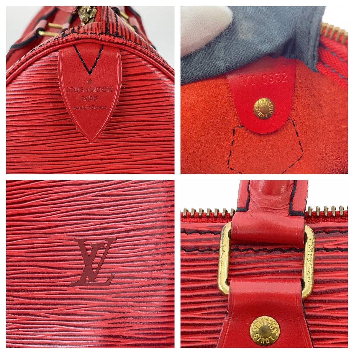 LOUIS VUITTON Handbag M43007 leather Castilian Red Gold Metal Handbags Mini Boston Duffel bag Epi Speedy 30 Women Used Authentic