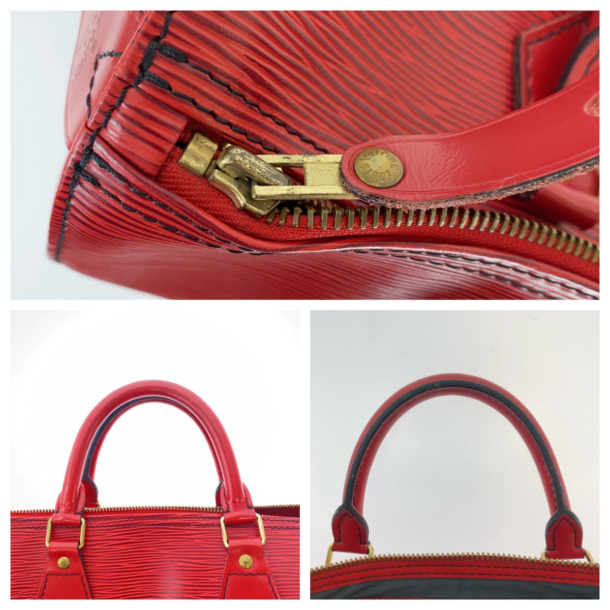 LOUIS VUITTON Handbag M43007 leather Castilian Red Gold Metal Handbags Mini Boston Duffel bag Epi Speedy 30 Women Used Authentic