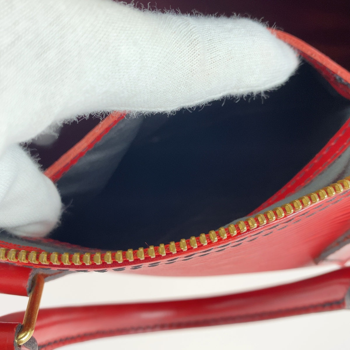 LOUIS VUITTON Handbag M43007 leather Castilian Red Gold Metal Handbags Mini Boston Duffel bag Epi Speedy 30 Women Used Authentic