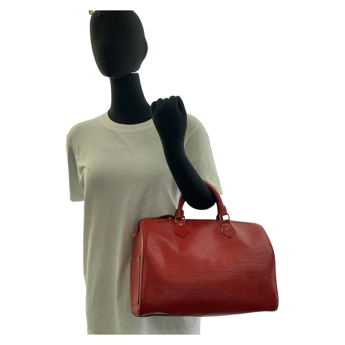 LOUIS VUITTON Handbag M43007 leather Castilian Red Gold Metal Handbags Mini Boston Duffel bag Epi Speedy 30 Women Used Authentic