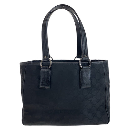 GUCCI Tote Bag 113019 GG canvas, leather Black SilverMetal Tote Bag handbag Women Used Authentic