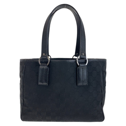 GUCCI Tote Bag 113019 GG canvas, leather Black SilverMetal Tote Bag handbag Women Used Authentic