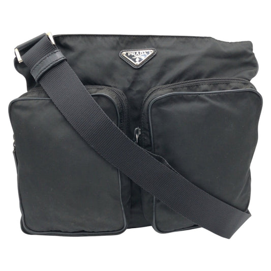 PRADA Shoulder Bag Nylon black Shoulder bag Messenger bag Test Triangular logo mens Used Authentic