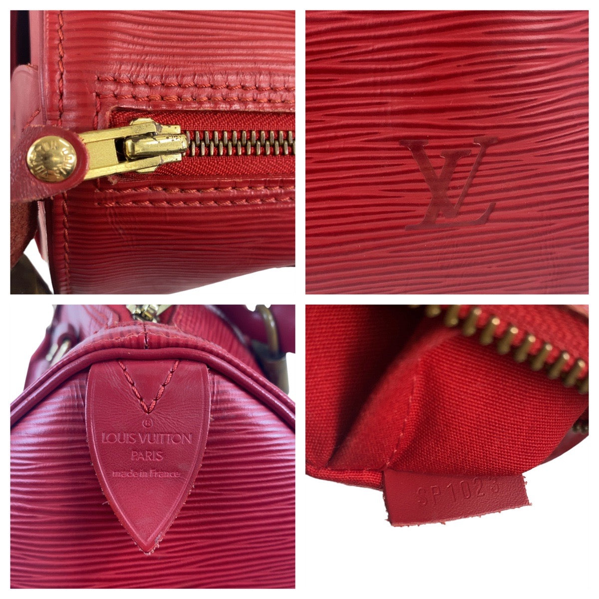 LOUIS VUITTON Handbag M43017 leather Castilian Red Gold Metal Handbags Mini Boston Duffel bag Epi Speedy 25 Women Used Authentic
