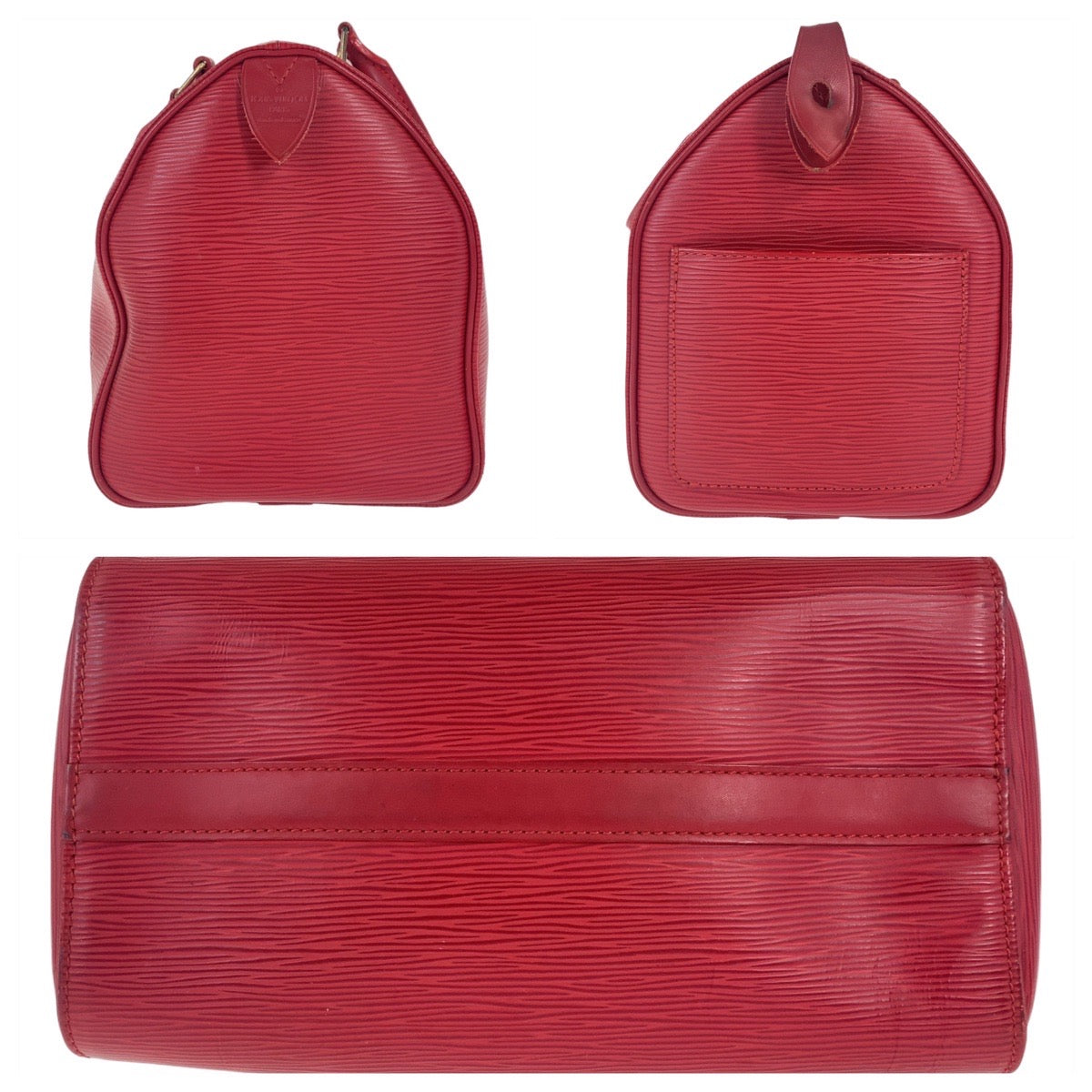 LOUIS VUITTON Handbag M43017 leather Castilian Red Gold Metal Handbags Mini Boston Duffel bag Epi Speedy 25 Women Used Authentic