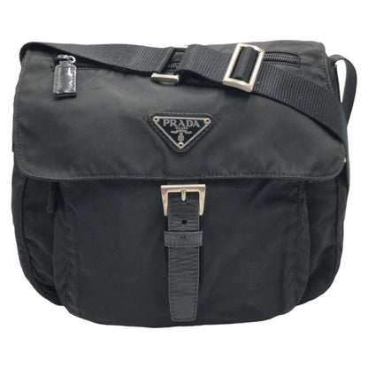 PRADA Shoulder Bag Nylon Black black Shoulder Bag Unisex Test Triangular logo Women Used Authentic