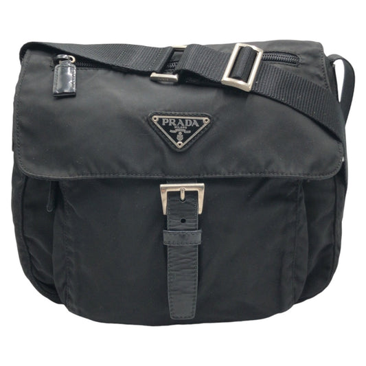 PRADA Shoulder Bag Nylon Black black Shoulder Bag Unisex Test Triangular logo Women Used Authentic