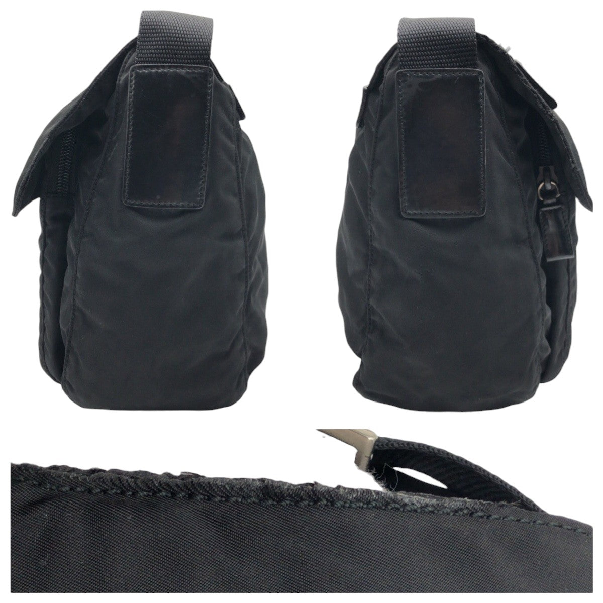 PRADA Shoulder Bag Nylon Black black Shoulder Bag Unisex Test Triangular logo Women Used Authentic