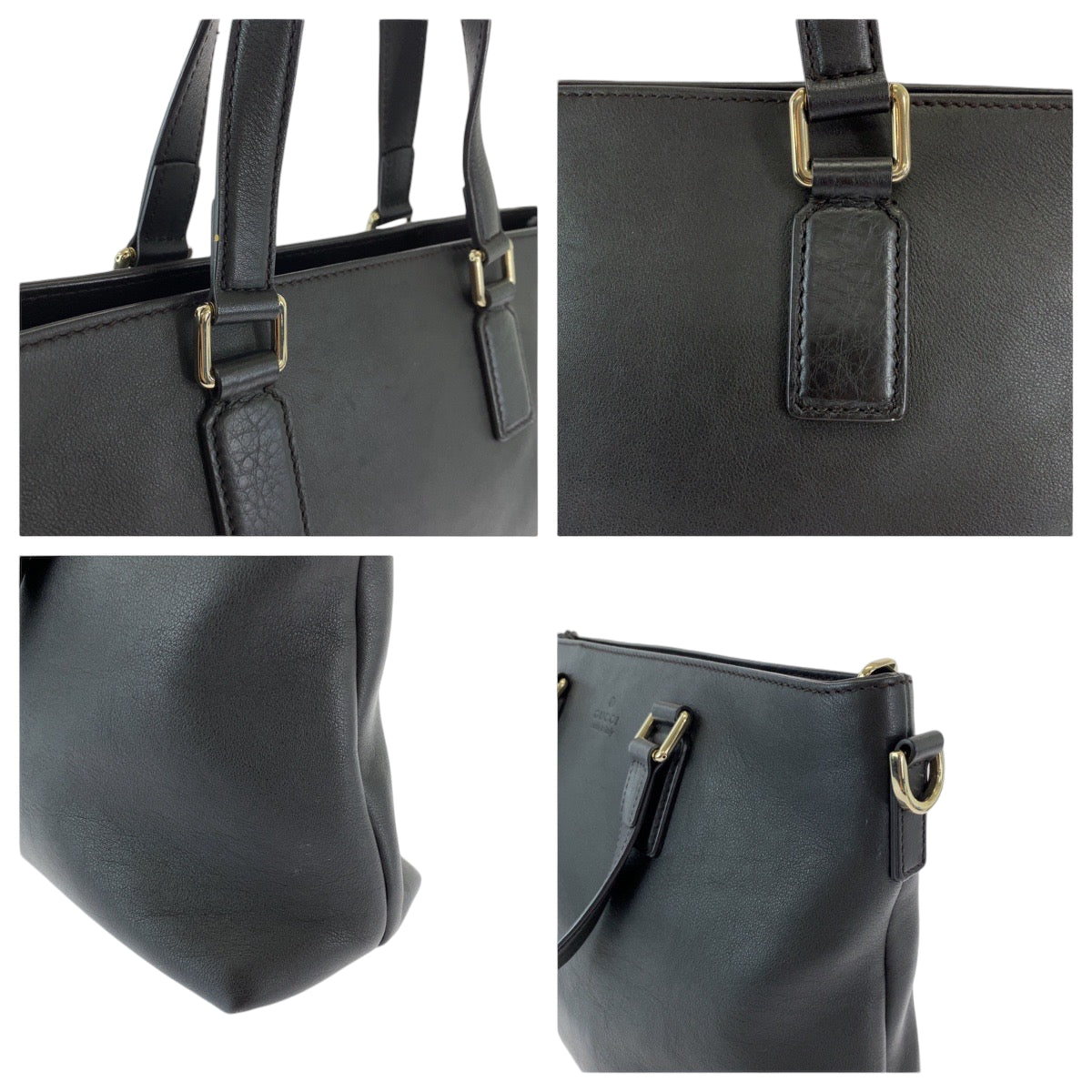 GUCCI Shoulder Bag 365346 leather Black SilverMetal Shoulder Bag Handbag 2way Bamboo Tassel Women Used Authentic