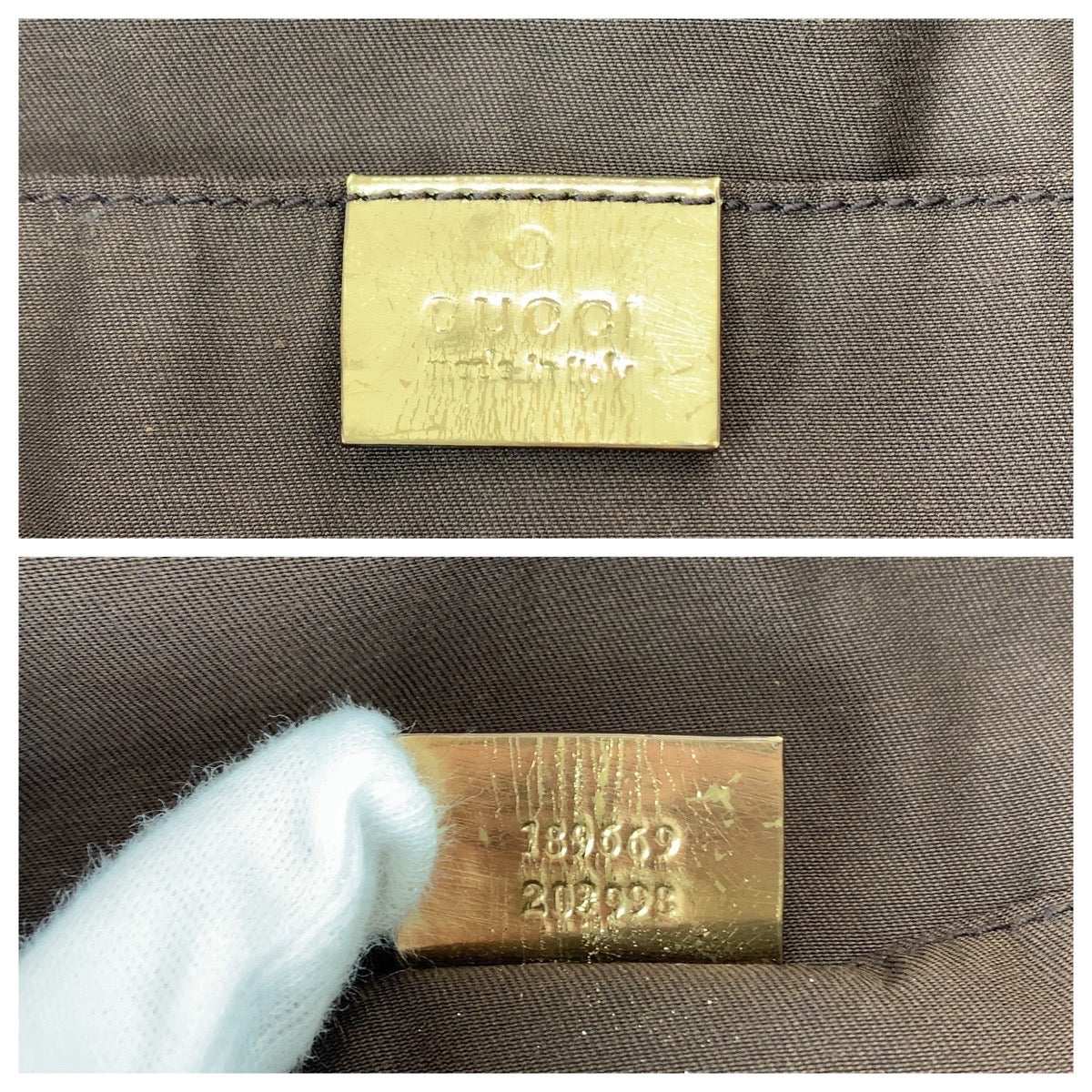 GUCCI Tote Bag 189669 GG canvas Beige gold Tote Bag Shoulder Bag Sherry line Women Used Authentic