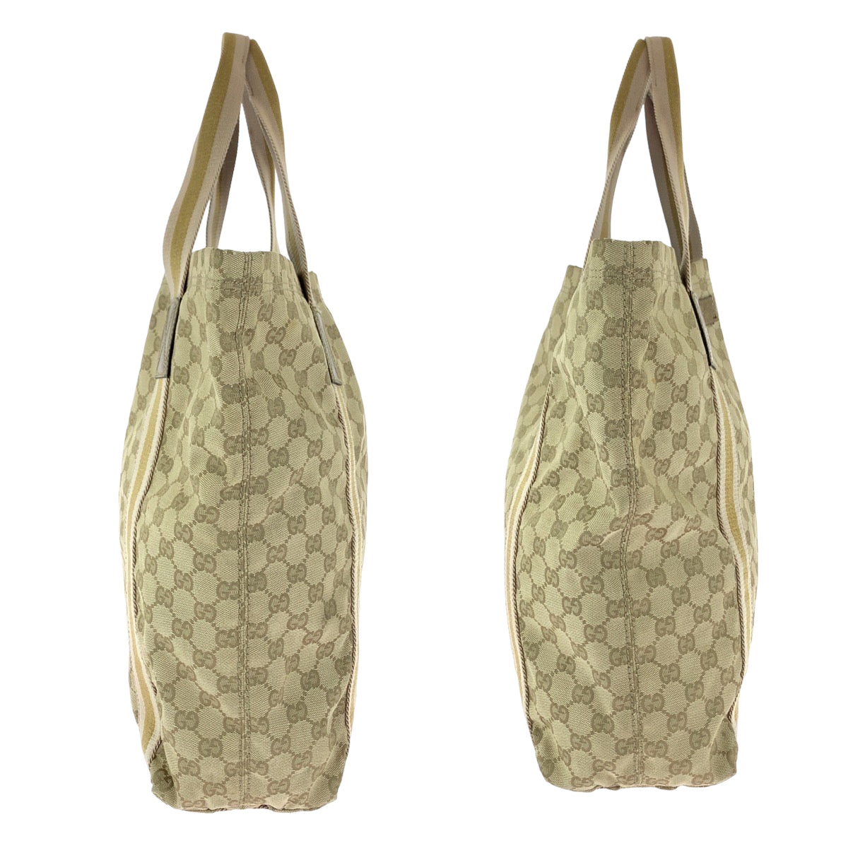 GUCCI Tote Bag 189669 GG canvas Beige gold Tote Bag Shoulder Bag Sherry line Women Used Authentic