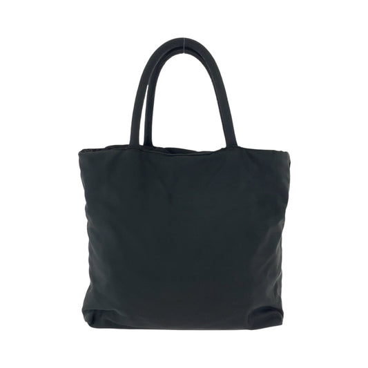 PRADA Handbag Nylon Black SilverMetal Handbag Tote Bag Test Triangle With logo Women Used Authentic