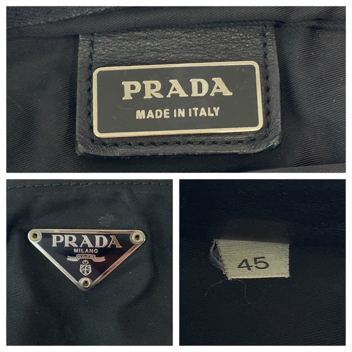 PRADA Shoulder Bag Nylon Black SilverMetal Shoulder Bag Sacoche Pochette Test Triangle With logo mens Used Authentic