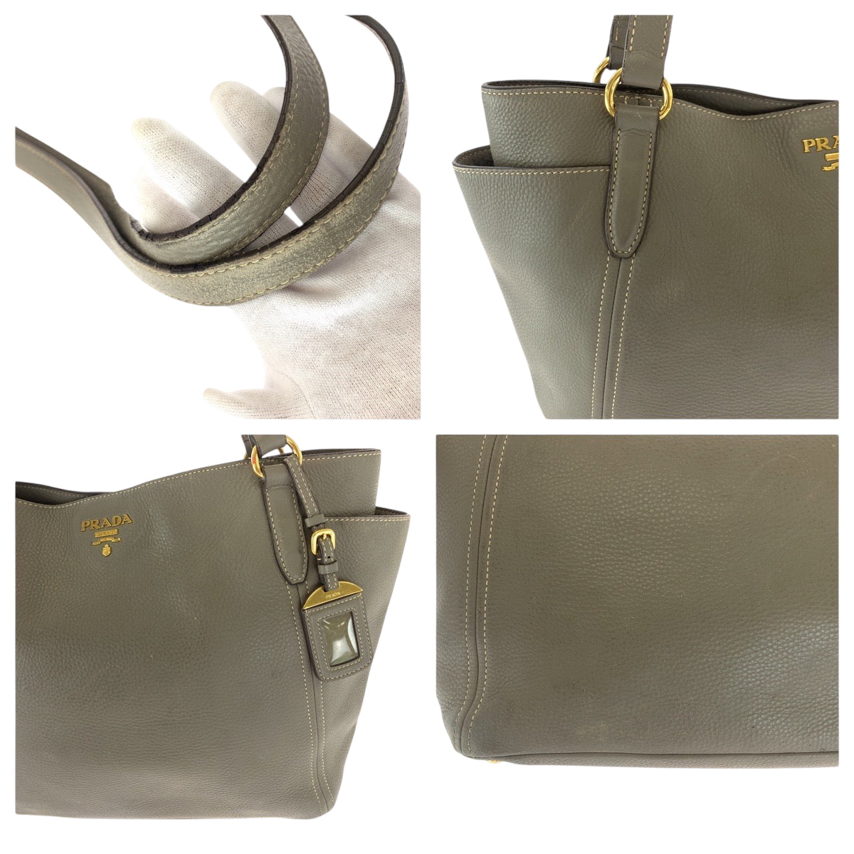 PRADA Tote Bag BR4970 leather Gurege Vitterodino Marmo