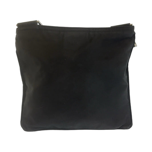 PRADA Shoulder Bag Nylon Black SilverMetal Shoulder Bag Test Triangle With logo Women Used Authentic