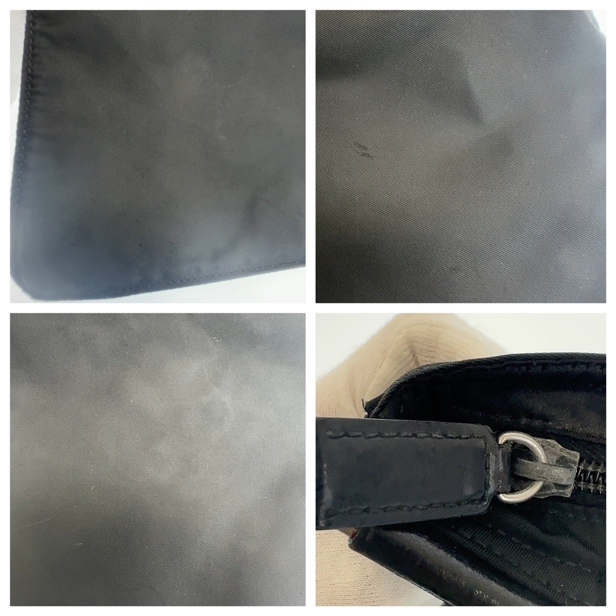 PRADA Shoulder Bag Nylon Black SilverMetal Shoulder Bag Test Triangle With logo Women Used Authentic