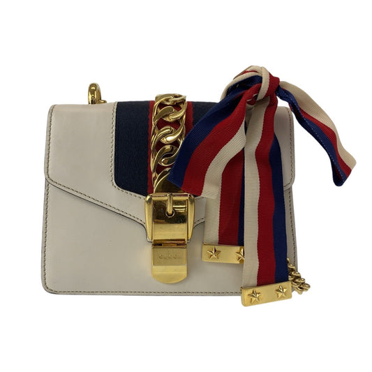 GUCCI Shoulder Bag 431666 leather white Crossbody Shoulder Bag Pochette Sherry line Sylvimini Women Used Authentic