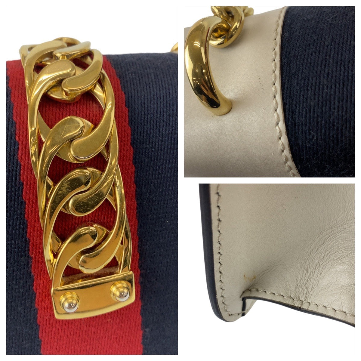 GUCCI Shoulder Bag 431666 leather white Crossbody Shoulder Bag Pochette Sherry line Sylvimini Women Used Authentic