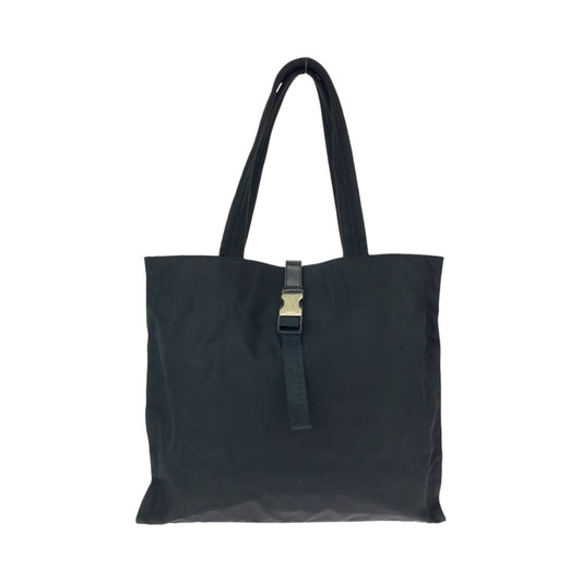 PRADA Tote Bag Nylon Black SilverMetal Tote Bag Shoulder Bag Test Women Used Authentic