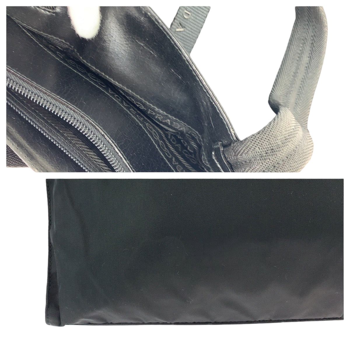 PRADA Tote Bag Nylon Black SilverMetal Tote Bag Shoulder Bag Test Women Used Authentic