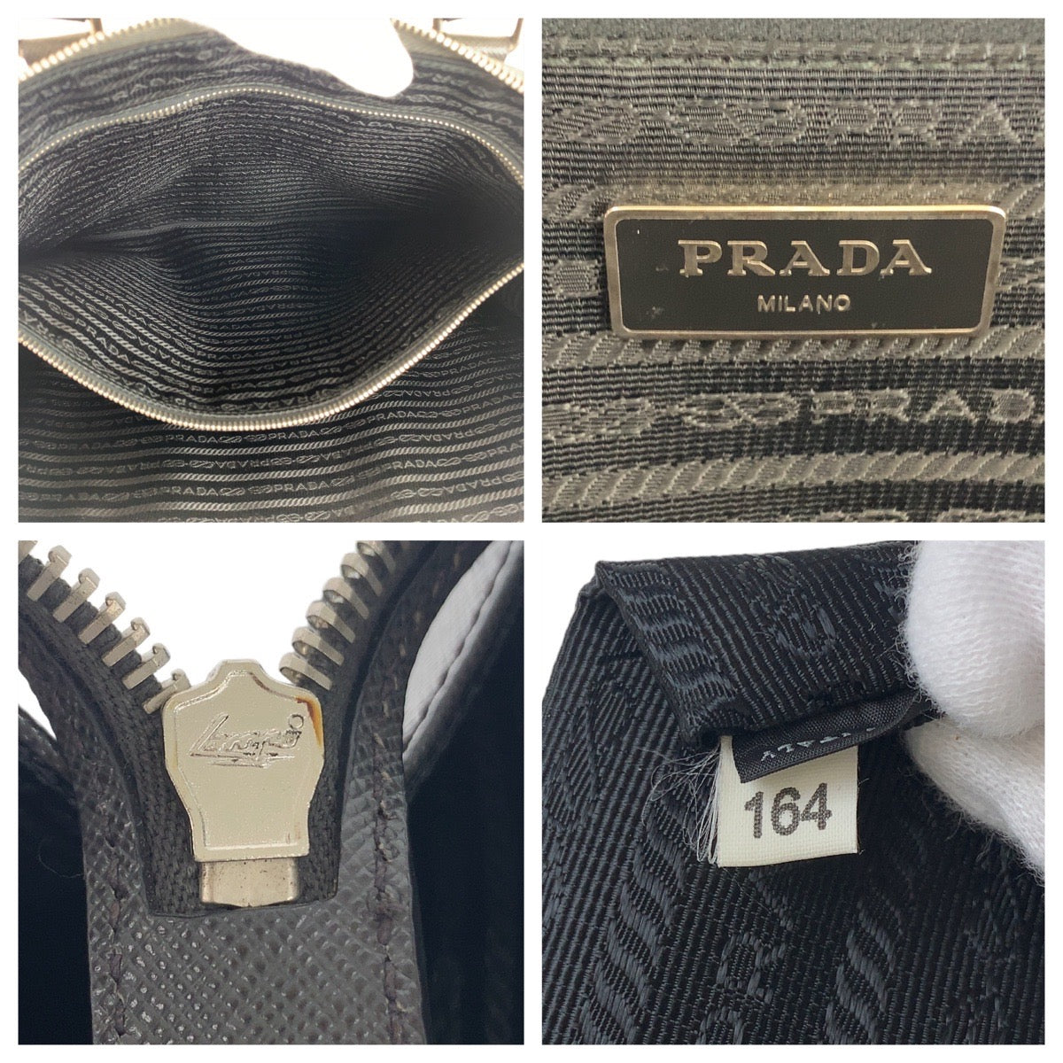 PRADA Business bag leather Dark Grey SilverMetal Business bag briefcase A4 compatible Safiano Triangle With logo mens Used Authentic